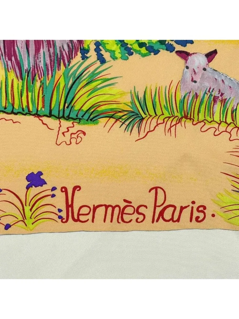 Hermes Carre 90 Nuba Mountain Scarf Silk 100% White - Picture 6 of 7